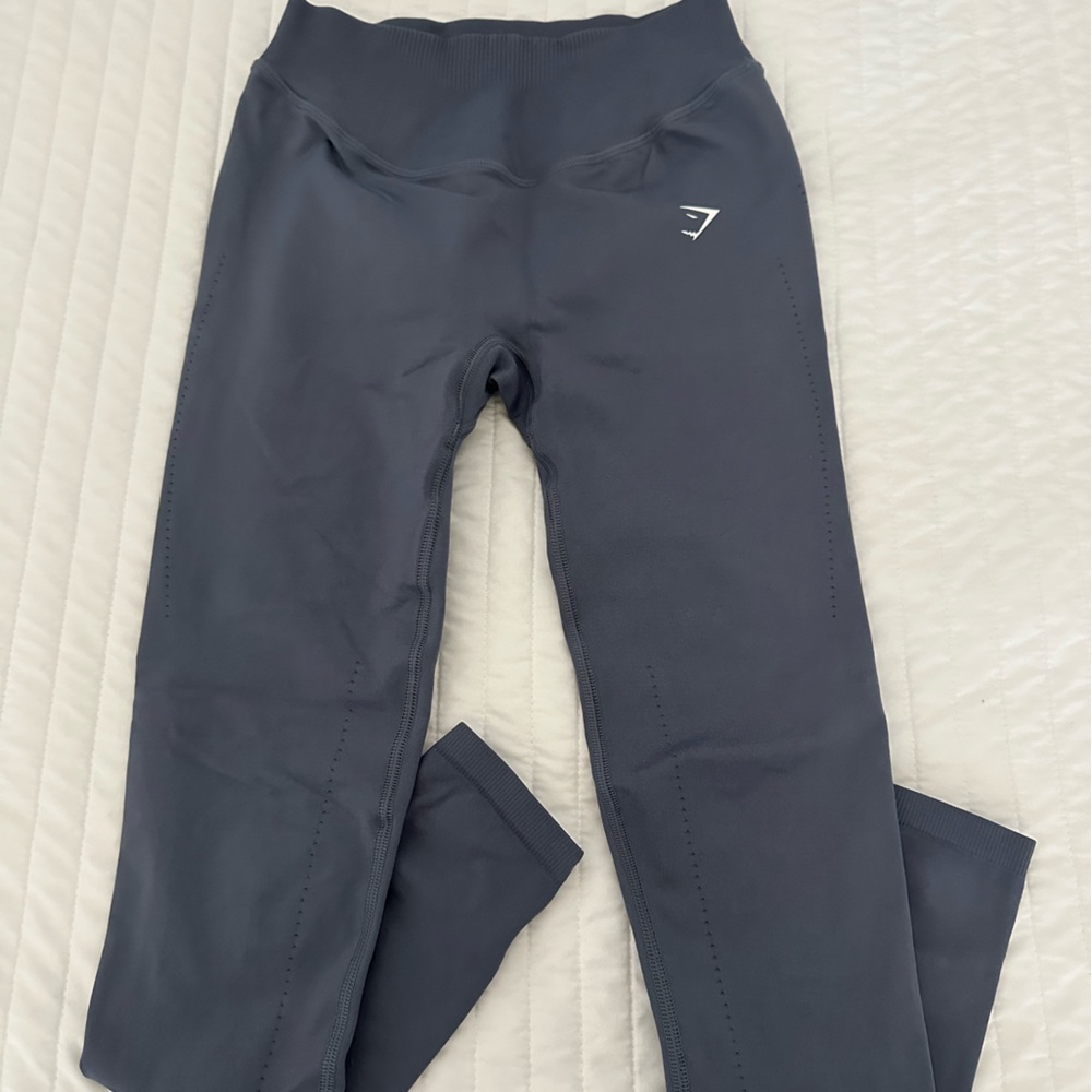 WOMENS GYMSHARK SWEAT SEAMLESS LEGGINGS IN EVENING BLUE SIZE SMALL
